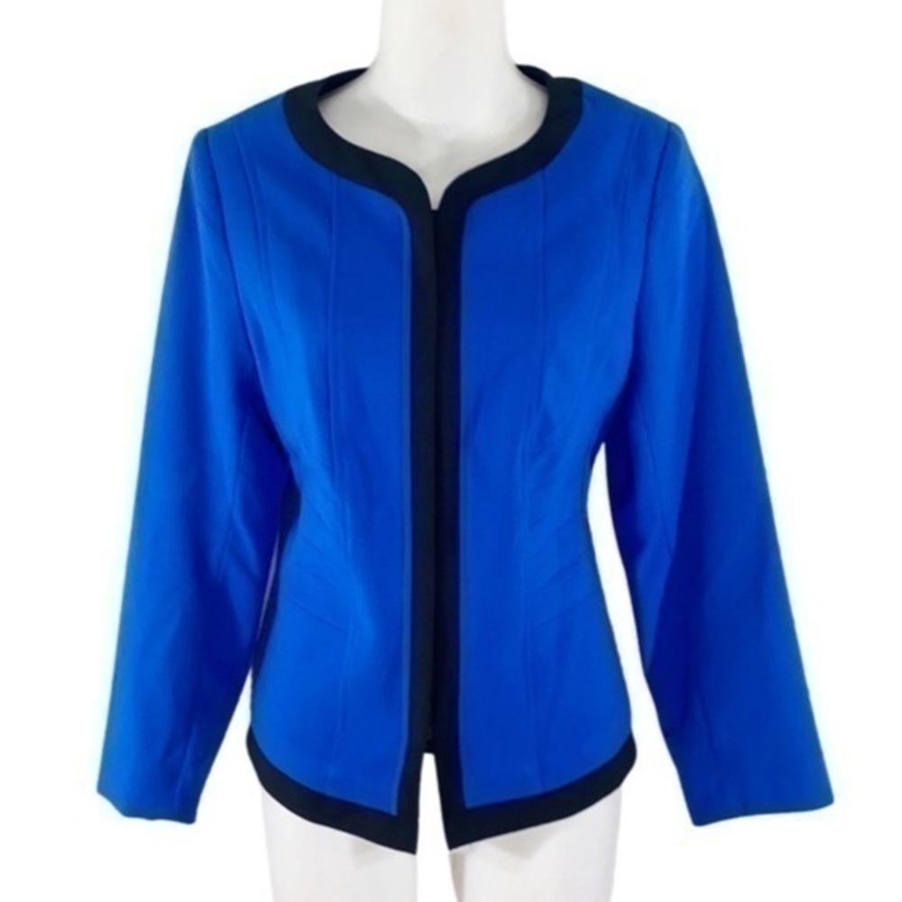 Calvin Klein cobalt blue black trim zipper jacket